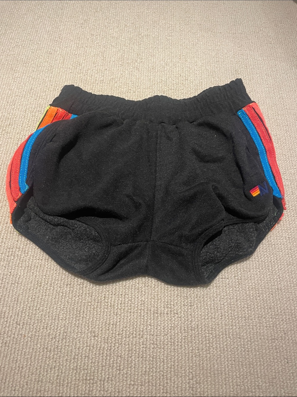 Aviator Nation Black 4 Stripe Sweat Shorts Lounger Shorts Extra Small XS